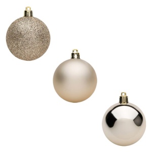 Set Globuri de Craciun Champagne Matte Shiny Glitter EBA, 7 cm - 30 buc