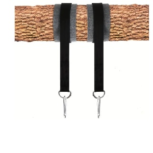 Set montare hamace si leagane, EBA, lungimea liniilor 152 cm, greutate suportata 150 kg, metal si poliester, Negru