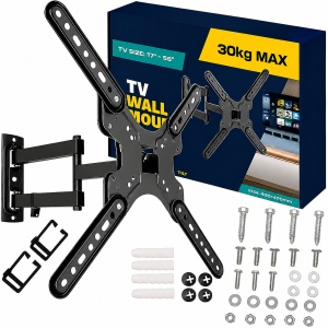 Suport TV Extensibil Profesional 17-56 Inch, Reglabil si Rotativ 180°, VESA 400x400, Otel Ranforsat, Suporta 30 Kg, Inclinare -15°/+5°, Brat Articulat pentru Samsung LG Sony Philips TCL