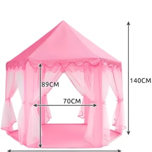 Cort pentru copii stil palat cu perdele, EBA, roz, ideal pentru casa si gradina, 135 x 135 x 140 cm