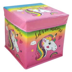Cutie pliabila pentru depozitare EBA, Model Unicorn, Tip Taburet cu capac, dimensiuni 30 x 30 x 30 cm