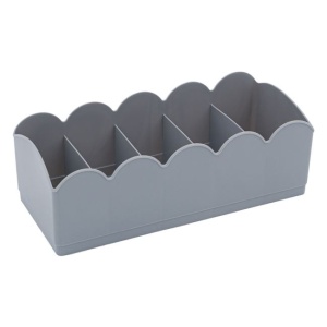 Organizator sertar din plastic cu 5 compartimente EBA, dimensiuni 23 x 10 x 7.5 cm, Gri