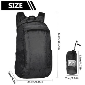 Rucsac pliabil drumetii EBA, rezistent la ploaie si usor, bretele reglabile, capacitate mare 20L, Negru