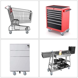 Set 4 roti pivotante, EBA, 2 roti cu sistem de franare, rotire la 360 de grade, sarcina maxima 220 kg, diametrul rotii 7 cm