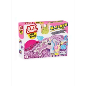 Set Nisip Kinetic Unicorn, Art Craft, cu 8 Forme, Modelare si Curatare Usoara, Calitate Premium EBA, 3 ani+