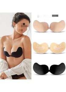 Sutien autoadeziv EBA, Fara bretele, Inchidere frontala, Confortabil, Marimea B, Bej