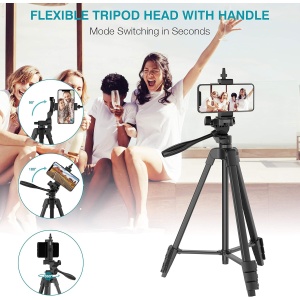 Trepied Telescopic 4 in 1 Telefon/ Camera Foto EBA, Telecomanda Bluetooth, Universal, Varf Rotativ la 360 grade, Negru