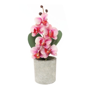 Aranjament floral artificial EBA, orhidee, panza si plastic, roz, 30 cm