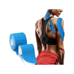 Banda Kinesiologica, Kinesio Tape EBA Sports albastru, impermeabila, dimensiuni 5 cm x 5 m
