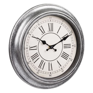 Ceas de Perete Vintage EBA, Cifre Romane, diametru 30 cm, Negru + Argintiu