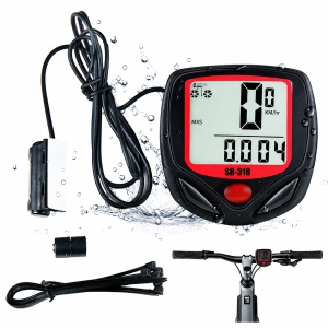 Computer Bicicleta cu Fir, 15 Functii, Vitezometru LCD Iluminat, Impermeabil, Odometru, Distanta si Timp, Compatibil 16–28 Inch