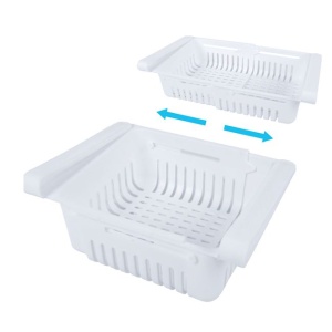 Cos Depozitare Extensibil pentru Frigider EBA, dimensiuni 19.5 x 16 x 8 cm, Alb