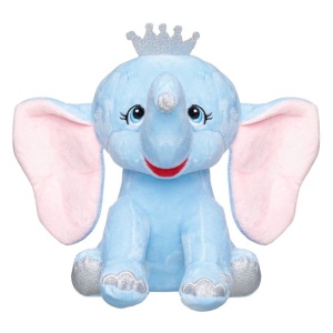Elefant de Plus EBA, bleu cu coronita sclipici, 21 cm