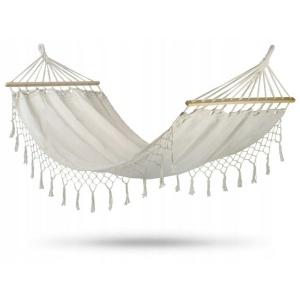 Hamac cu Franjuri Decorative EBA, Model Macrame, 200 x 100 cm, Bej
