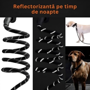 Lesa Rezistenta pentru Caini EBA, Reflectorizanta, 3 M, Maner Moale din Spuma, Prindere Metalica, Negru