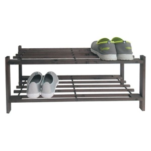 Organizator incaltaminte EBA, cu 2 rafturi, culoare maro inchis, dimensiuni 65.5 x 26 x 32 cm
