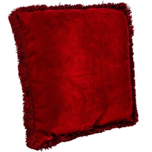 Perna decorativa patrata, catifea cu franjuri, bordeaux dimensiuni 42 x 42 cm, EBA