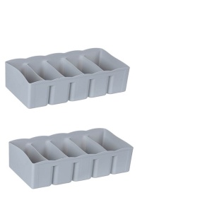 Set 2 organizatoare sertare cu 5 compartimente, EBA, dimensiuni 31 x 15.5 x 8 cm, Gri