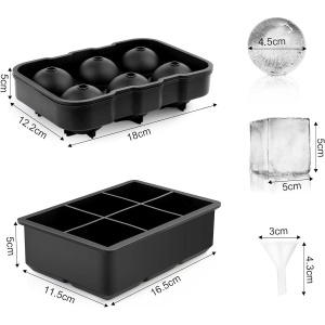 Set 2 tavi cuburi gheata EBA, Silicon, Model Sfera + Cub