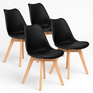 Set 4 Scaune EBA, pentru sufragerie si bucatarie, alb, lemn masiv, dimensiuni 84 x 49 x 46 cm