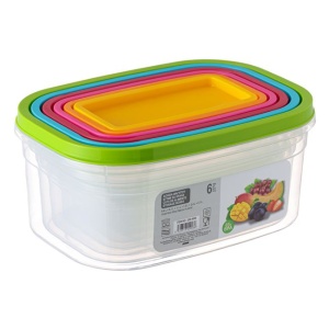 Set 6 Recipiente cu capac pentru depozitare alimente EBA, multicolor, 6 dimensiuni