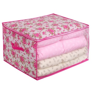 Husa depozitare pentru haine cu fermoar EBA, imprimeu floral, dimensiuni 50 x 35 x 20 cm