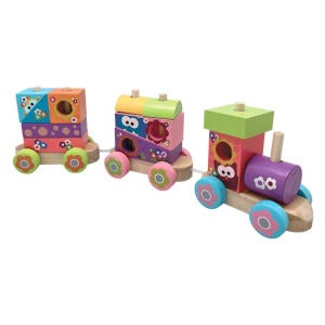 Jucarie educativa Tren din lemn cu forme EBA, 2 ani