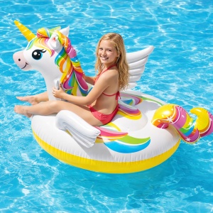 Saltea gonflabila Unicorn, 226x173 cm, 2 camere aer, manere rezistente, PVC gros 0.35 mm, colac piscina copii si adulti