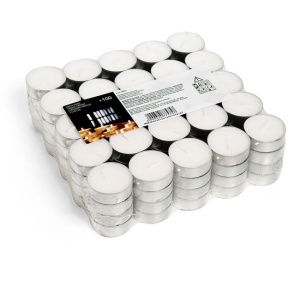 Set 100 Lumanari Tip Pastila, Timp de Ardere 4 h, Culoare Alba, EBA