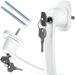 Set 2 manere fereastra cu incuietoare securizata antiefractie EBA, 4 chei, model universal, aluminiu, Alb