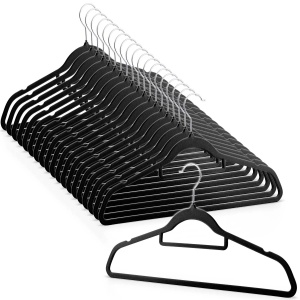 Set 20 umerase premium EBA, Catifea, Design antialunecare, dimensiuni 44, 5 x 23 cm, Negru