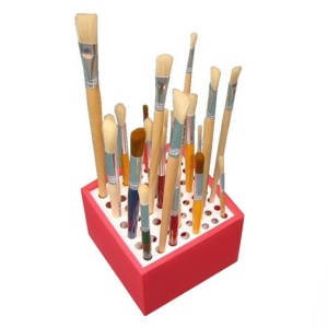 Suport de uscare pensule EBA, ideal pentru 48 de buc, dimensiuni 10 x 10 x 9 cm, Plastic, Rosu