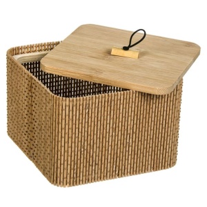 Cutie depozitare din bambus cu capac EBA, natur, dimensiuni 12 x 12 x 8 cm