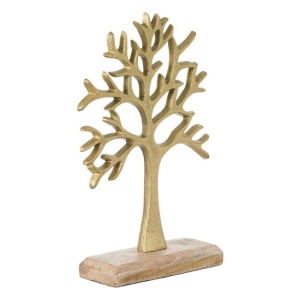 Decoratiune de Masa EBA, Pomul Vietii Auriu Metalic, 27 cm