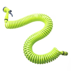 Furtun pentru udat gradina cu cap de pulverizare reglabil cu 4 functii, spirala de 20 m, EBA