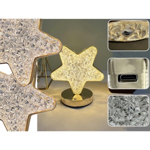 Lampa ambientala led EBA, forma stea crystal diamond, cu senzor tactil si telecomanda, 6 nuante de lumina, reincarcabila usb