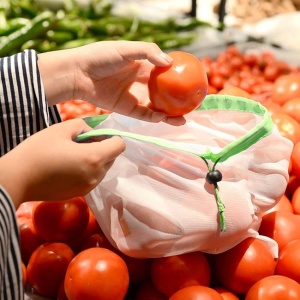 Saculet Depozitare Fructe si Legume EBA, Reutilizabil Cu Snur dimensiuni: 43 x 30 cm