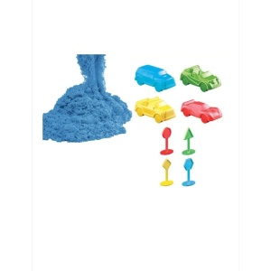 Set Nisip Kinetic albastru, Art Craft, cu Forme de masini, Modelare si Curatare Usoara, Calitate Premium EBA