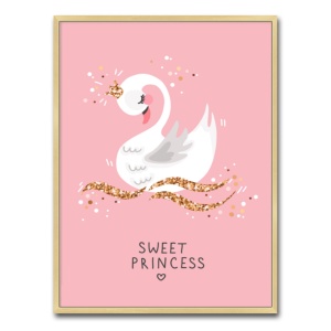 Tablou canvas pentru copii Sweet Princess, panza, cu rama, dimensiuni 40 x 30 cm, EBA