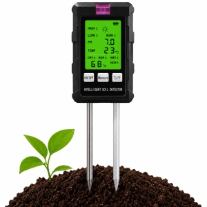 Tester Sol Profesional 6 in 1 Digital, pH Metru, Umiditate, Temperatura, Fertilitate si Lumina, Ecran LCD Rotativ, pentru Plante si Gradina