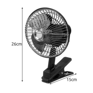Ventilator auto aer rece EBA, 12V, lungime cablu 1.2 m, incarcare bricheta, 2 moduri de viteza, prindere clips, Negru