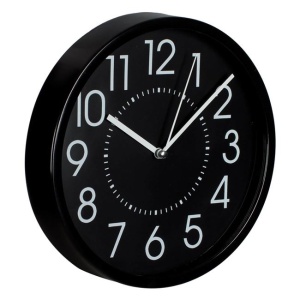 Ceas decorativ de perete simplu, forma rotunda, EBA, 20 cm, Negru