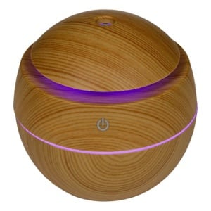 Difuzor Aromaterapie EBA, Ultrasunete, Led Colorat, 5V, 130 ml, Rotund, Stejar Deschis
