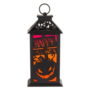 Felinar Decorativ Halloween EBA, model Dovleac, dimensiuni 14 x 14 x 28 cm, Negru