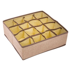 Organizator Pliabil Pentru Sertar EBA, 16 Compartimente, Depozitare, dimensiuni 30 x 30 x 10.5 cm, Crem