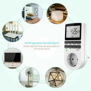 Priza programabila digitala EBA pentru interior, 16A, max. 3500W