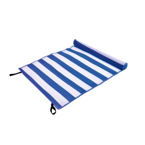 Rogojina pliabila pentru plaja EBA, Model dungi, alb-albastru, dimensiuni 180 x 60 cm