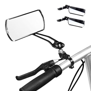 Set 2 oglinzi retrovizoare, EBA, pentru bicicleta, cu forma dreptunghiulara, dimensiuni 50 x 125 mm, Negru