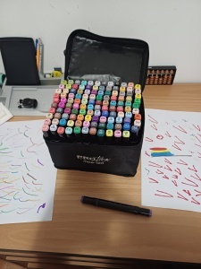 Set 80 Carioci Profesionale pentru Copii EBA, Cerneala pe Baza de Alcool, 2 capete subtire si gros, Inclusiv Geanta Portabila