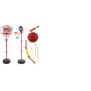 Set Cos de Baschet si Tir cu Arcul, Joc 2 in 1, EBA, Minge de Baschet, Pompa, Arc, Sageti, 146 cm